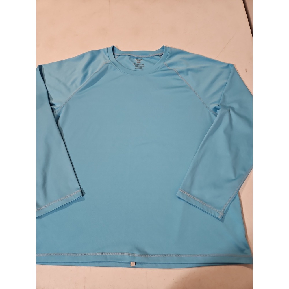 TSLA Long Sleeve T-Shirt Youth 16 XL Cool Dry Light Blue Athletic Swim Wear(526